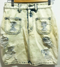 NWT LF Carmar Nicole Distressed Frayed Acid Wash Denim Jean Skirt Punk Size 26 - £18.70 GBP