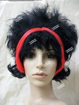 Chunky Gothic Wig Black with Red Streaks Goth Punk Evil Pixie 90s Grunge Rocker - $10.95