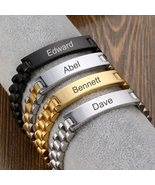 Customized Name Bracelet Men Women Stainless Steel Jewelery Gold Silver ... - £20.37 GBP