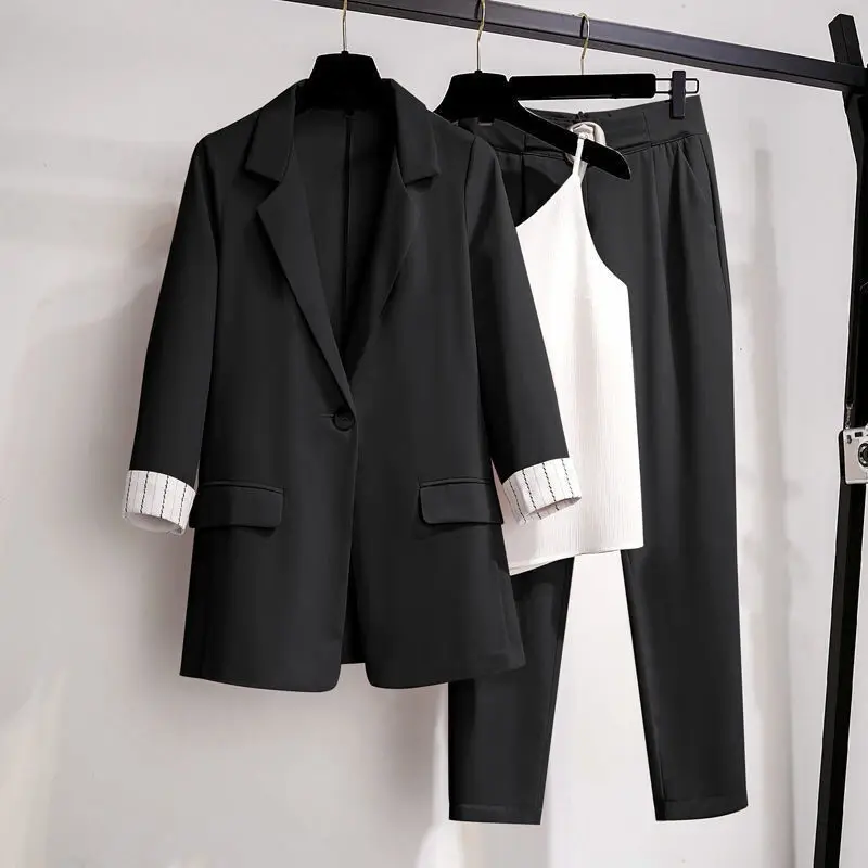 Korean Elegant Women&#39;s Suit Female Blazer Pants Tweed Suit Jacket Piece Jacket P - £103.09 GBP