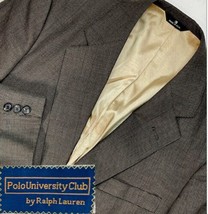 Polo Ralph Lauren Blazer 40R Mens Brown Wool Houndstooth Univ Club VTG USA - £39.47 GBP