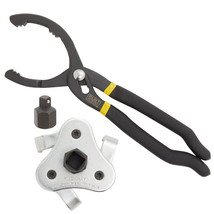 Oil Filter Wrench Adjustable 3 Jaw 1/2 &amp; 3/8 Drive With Adapter Plier To... - £30.80 GBP