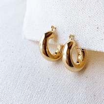 18k Gold Filled Fat Thick Small Hoop Earrings For Wholesale And Jewelry Supply - £8.49 GBP