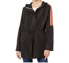 Zip Front Hooded Anorak Jacket With Contrast Tape - $85.00