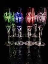 ajka marsala crystal colored champagne flutes 9" Tall set of 12 glasses image 2