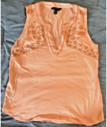 Banana Republic Womens Light Orange Melon Sleeveless Embroidered V Neck ... - $3.99