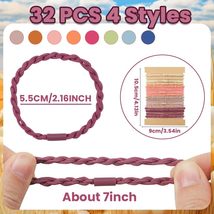 DIYDEC 32PCS Boho Hair Bracelets for Women Elastic Bracelets Hair Ties N... - £9.44 GBP