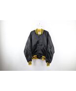 Vtg 80s Mens Large Distressed Spell Out Harvest Satin Bomber Jacket Blac... - $912.21 MXN