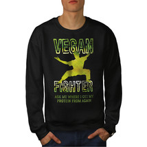 Wellcoda Vegan Fighter Mens Sweatshirt, Protein Casual Pullover Jumper - £24.17 GBP+
