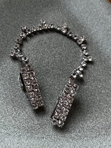 Vintage Clear Rhinestone Silvertone Collar Clip or Other Use – rectangles are - £8.83 GBP