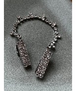 Vintage Clear Rhinestone Silvertone Collar Clip or Other Use – rectangle... - £8.81 GBP