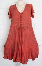 NWT Sacred Threads OS M L Desert Sunset Lace Up Bodice Asymmetrical Hem Dress - £23.49 GBP
