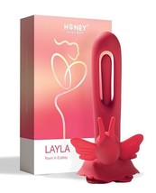 Layla Rosy Butterfly Clit Stimulator Flapping G-Spot Vibrator Red - £54.49 GBP
