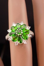 Gorgeous diamond baguette ring / Vintage irish green peridot cocktail ring - Siz - £197.04 GBP
