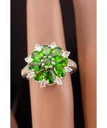 Gorgeous diamond baguette ring / Vintage irish green peridot cocktail ri... - $245.00