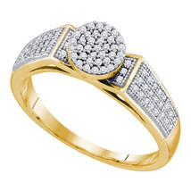 10k Yellow Gold Womens Round Diamond Cradled Cluster Bridal Ring 1/4 Cttw - £240.47 GBP