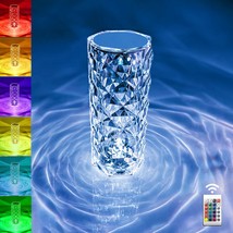 Crystal Table Lamp Rose Lamp, 16 Colors Changing, Rgb Touch Lamp With Remote Con - £20.43 GBP