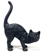 Antique Door Stop Heavy Cast Iron HUBLEY? Halloween Black Cat Green Eyes... - $92.57