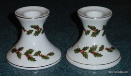 Vintage Pair Of Lefton Taper Candlestick Holders Holly Berries #05251 Christmas! - £33.55 GBP