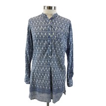 Nili Lotan Womens XS Cotton Tunic Shirt Dress Bohemian Blue Gray Floral Light  - £69.54 GBP