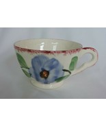 Blue Ridge Pottery Alleghany Footed Tea Cup Red Edges Single Blue Flower... - £10.23 GBP