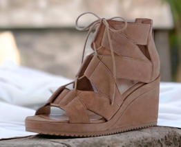 NIB Eileen Fisher Dibs Lace Up Wedge Sandal 8 Sienna 1&quot; Platform 3&quot; Heel... - £92.42 GBP