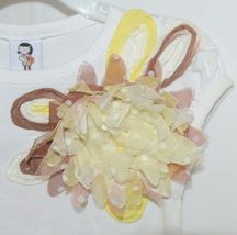 Cute Princess White Cap Sleeve Shirt Large Yellow Brown Flower Size 3 to 4 Yr image 3