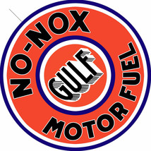 GULF No Nox Motor Fuel Gasoline Round Gas Metal Sign - $29.95