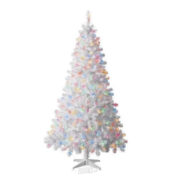 Primary image for White Christmas Tree 7' 60" diameter base 650 WHITE CLEAR incandescent lights