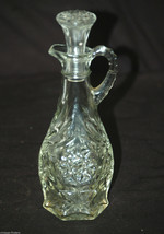 Anchor Hocking EAPC Star of David Pattern Vinegar Oil Cruet Bottle Clear Glass - £10.17 GBP
