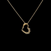 65Ct Imitación Diamante Colgante Corazón Abierto 18&quot; Soga Cadena 14k Dorado Baño - £102.16 GBP