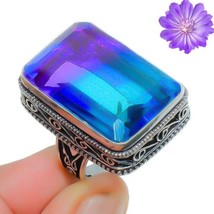 Bi-Color Tourmaline Gemstone 925 Silver Ring Handmade Jewelry Ring All Size - £5.78 GBP