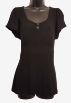 Banana Republic Women&#39;s Stretch Knit Top Black Tunic Jersey Shirt size M... - £14.96 GBP