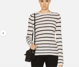 A.L.C. &quot;Tula&quot; Cashmere White and Black Diagonal Stripe Detail Sweater SZ L - $74.25