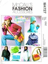 McCall's Sewing Pattern 4727 Sassy Girl Purse Poncho Messenger Bag Hats - $9.59