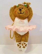 Ballerina Dancing Bear Christmas Hanging Ornament with Pink Tutu 3&quot; Tall - £4.78 GBP