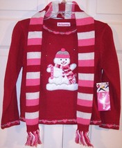 NWT Just Friends Red Snowman Holiday Sweater &amp; Scarf Set, S (4) or M (5), $37 - £14.54 GBP