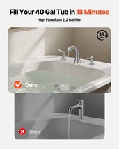 VEVOR Roman Tub Faucet 3 Hole Gooseneck Waterfall Bathtub Faucet with 2 ... - €107,88 EUR