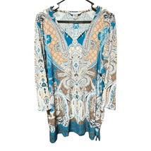 1990s Allison Daley Boho Paisley Pop Over Tunic XL. Light Weight Casual ... - $14.01