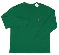 NEW Polo Ralph Lauren T Shirt! Green Orange Player  Long Sleeve  Pocket RUNS BIG - £29.89 GBP