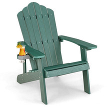Weather Resistant HIPS Outdoor Adirondack Chair with Cup Holder-Green - ... - £135.17 GBP
