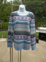 Nwt Talbots Light Blue, Purple Gray Print Sweater Plus X $99 - $37.99