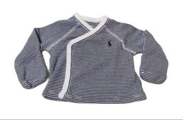 Ralph Lauren Baby Striped Snap Shirt Size Newborn Pony Navy White Nautical - £7.86 GBP