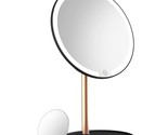 Black Led Lighted Makeup Mirror, Rechargeable Led Vanity Mirror With 10X - £32.66 GBP