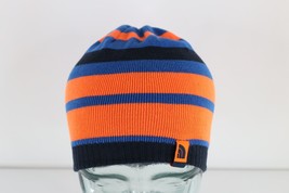Vintage The North Face Spell Out Reversible Striped Winter Beanie Hat Cap Mens - £23.42 GBP