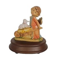 Vintage Fontanini Angel w/Lamb in Wheelbarrow Figurine 1990 MADE IN ITALY - £10.40 GBP