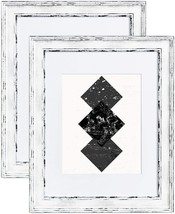 NEW 2 Pack 11x14 Picture Frame Distressed White Matted to 8x10 Frames by EcoHome - £31.42 GBP