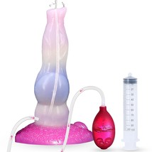 8 Inch Realistic Squirting Sea Jelly Color Silicone Dog Dildo With Knot And Hand - £49.56 GBP