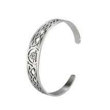 Norse Valknut Bracelet Womens Silver Stainless Steel Viking Style Cuff Bangle - £15.84 GBP
