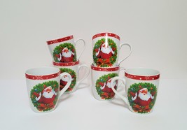 NEW Set of 6 Jolly Santa Claus Mugs 10 OZ Porcelain - £39.95 GBP